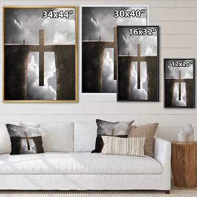 Big Cross between Two Cliffs  Canvas Wall Art