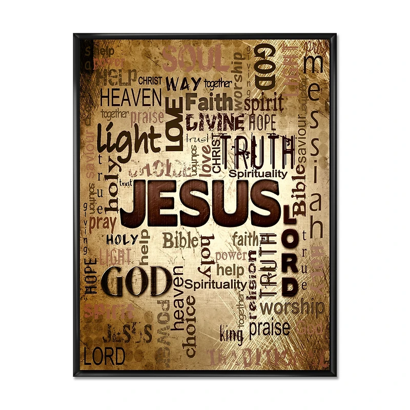 Toile « Jesus Word Cloud Grunge Background »