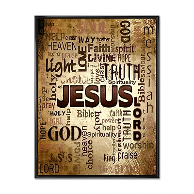 Toile « Jesus Word Cloud Grunge Background »