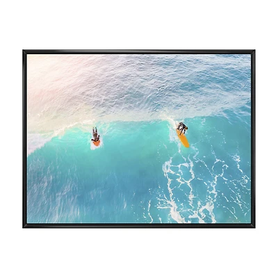 Surfers on A Bright Sunny Ocean Wave  Wall Art