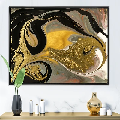 Gold and Black Marbled Rippled Texture I  Wall Art