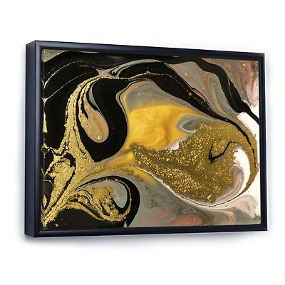 Gold and Black Marbled Rippled Texture I  Wall Art