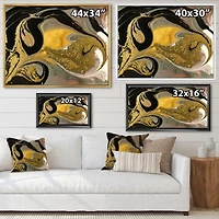 Gold and Black Marbled Rippled Texture I  Wall Art