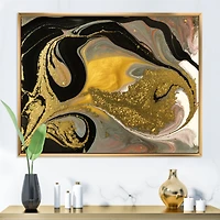 Toile « Gold and Black Marbled Rippled Texture I »