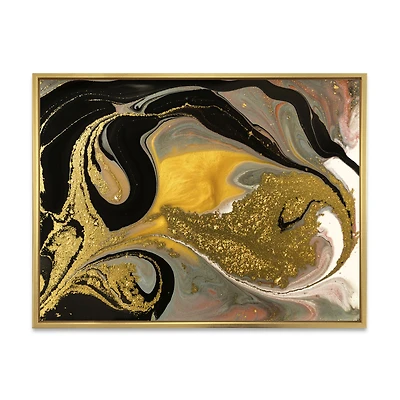 Gold and Black Marbled Rippled Texture I  Wall Art