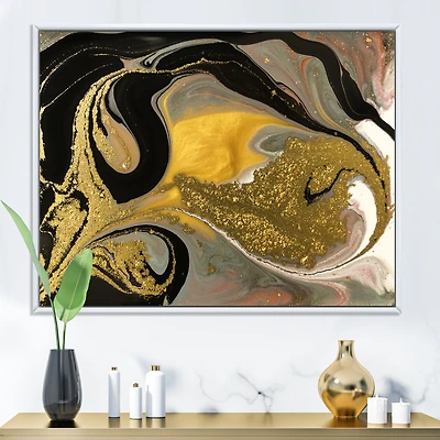Gold and Black Marbled Rippled Texture I  Wall Art