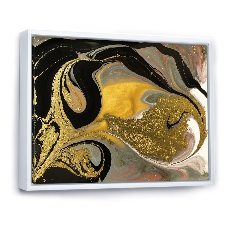 Gold and Black Marbled Rippled Texture I  Wall Art