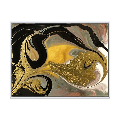 Gold and Black Marbled Rippled Texture I  Wall Art