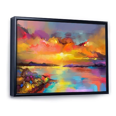 Sunset Painting with Colorful Reflections I Wall Art