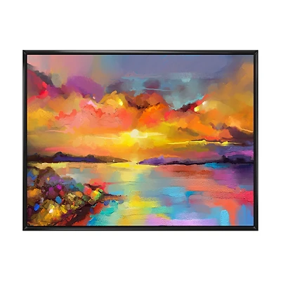 Sunset Painting with Colorful Reflections I Wall Art