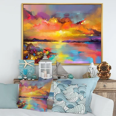 Sunset Painting with Colorful Reflections I Wall Art