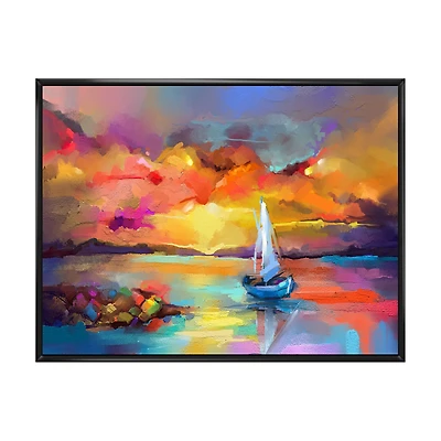 Sunset Painting with Colorful Reflections II Wall Art