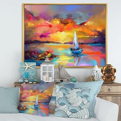 Sunset Painting with Colorful Reflections II Wall Art