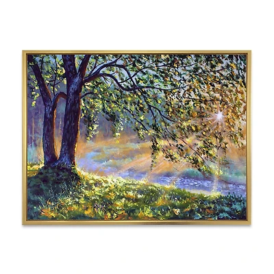 Tree by River First Rays of Afternoon Sun Wall Art