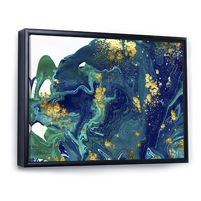 Golden Marble on Dark Blue Universe Wall Art