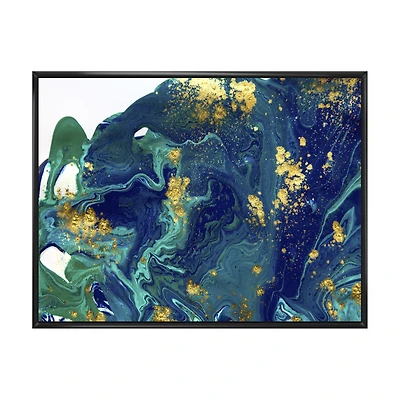 Golden Marble on Dark Blue Universe  Wall Art