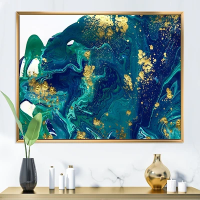 Golden Marble on Dark Blue Universe  Wall Art