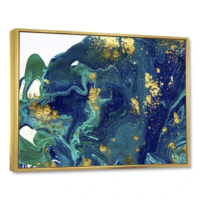 Golden Marble on Dark Blue Universe  Wall Art