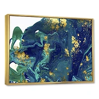 Golden Marble on Dark Blue Universe  Wall Art