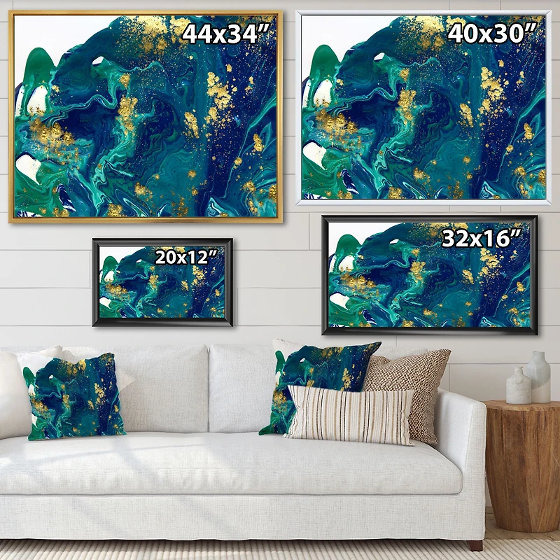Golden Marble on Dark Blue Universe  Wall Art