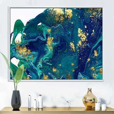 Golden Marble on Dark Blue Universe  Wall Art