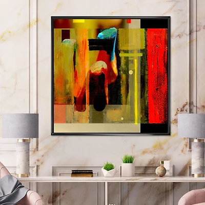 Cubistic Manifestation of Red Black and Green  Wall Art