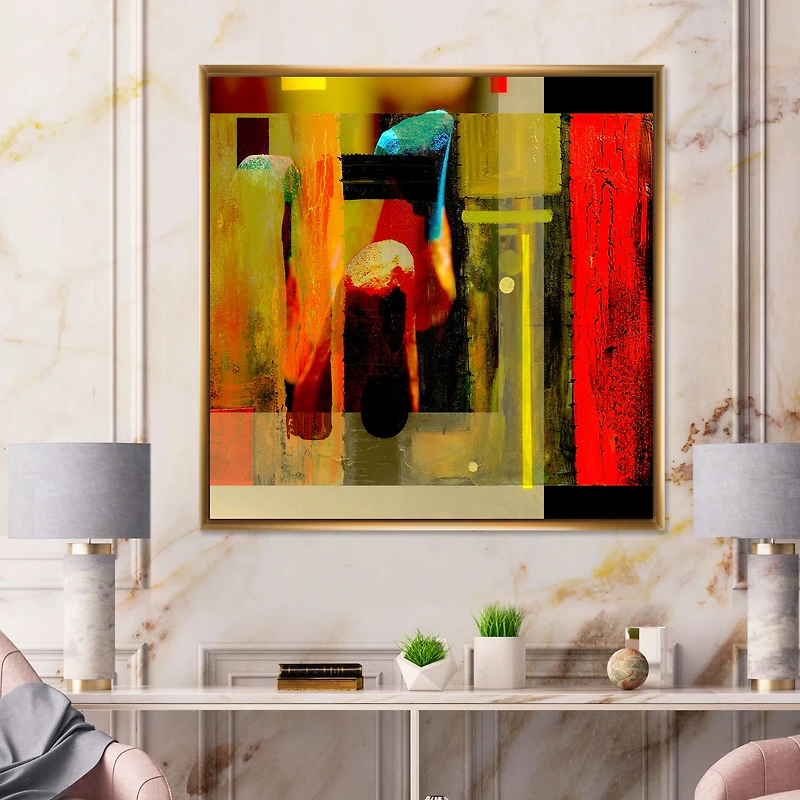 Cubistic Manifestation of Red Black and Green  Wall Art