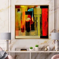 Cubistic Manifestation of Red Black and Green  Wall Art