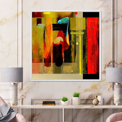 Cubistic Manifestation of Red Black and Green  Wall Art