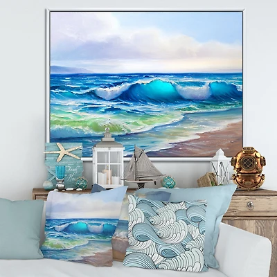 Seascape with Sunlight Catching A Wave  Wall Art
