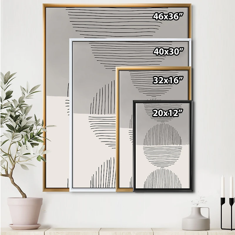 Minimal Geometric Lines and Circle IX  Wall Art