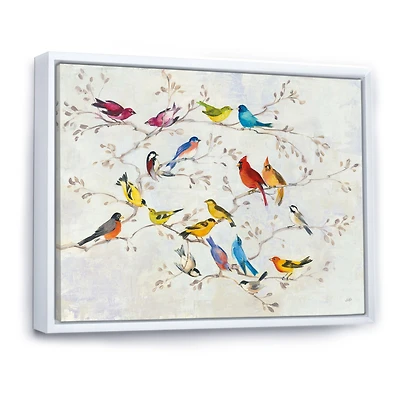 Multicolor Birds on Tree Canvas Art