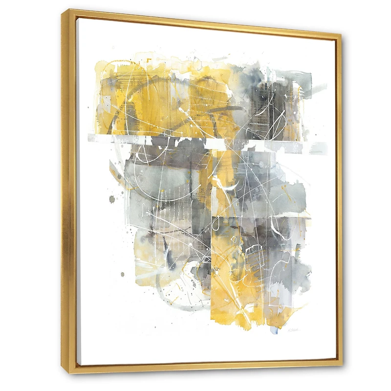 Moving and Out of Traffic II Yellow Grey Canvas Wall Art Print