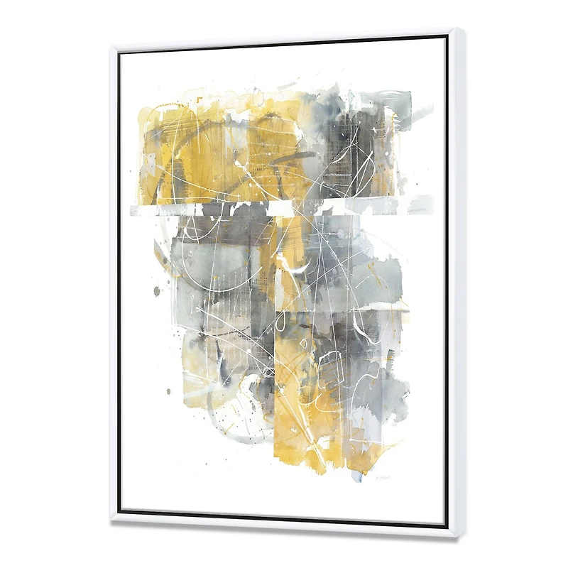 Moving and Out of Traffic II Yellow Grey Canvas Wall Art Print