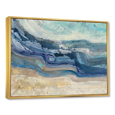 Coast Blue Sea Waves Watercolour Wood Canvas Art