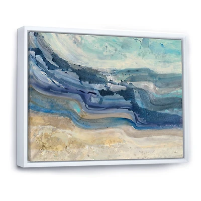 Coast Blue Sea Waves Watercolour Wood Canvas Art