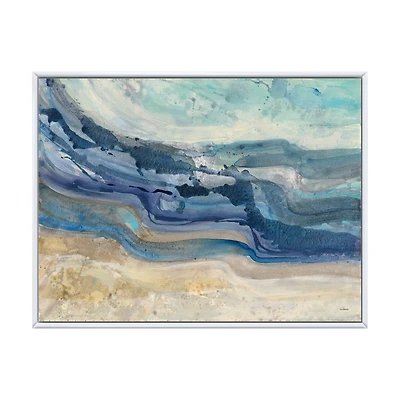 Coast Blue Sea Waves Watercolour Wood Canvas Art