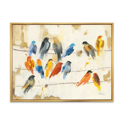 Toile imprimée « Multicolor Bird Meeting »