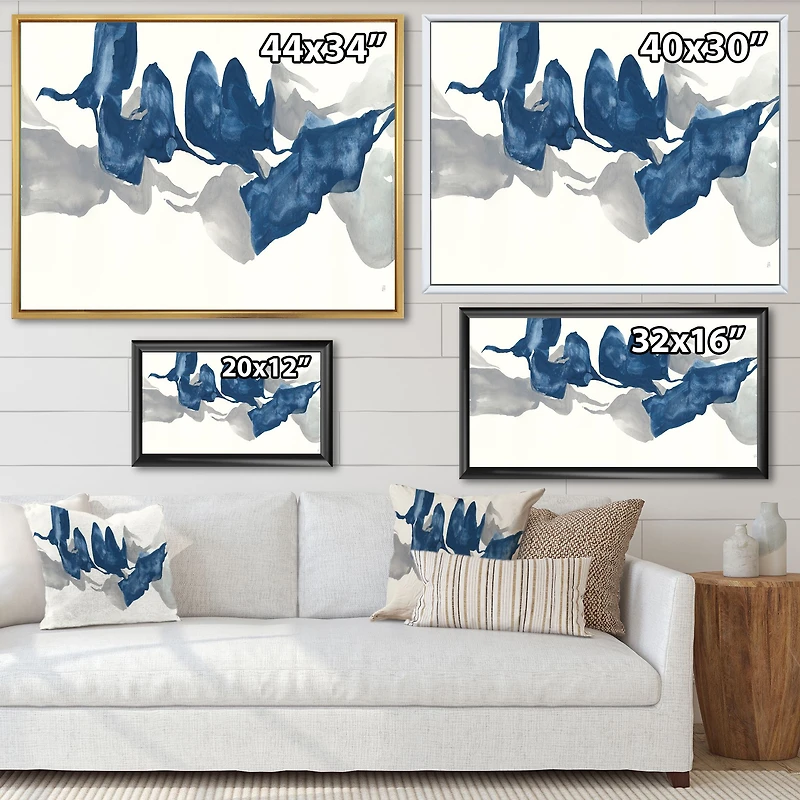 Gouache Sapphire on Gray  Canvas Wall Art
