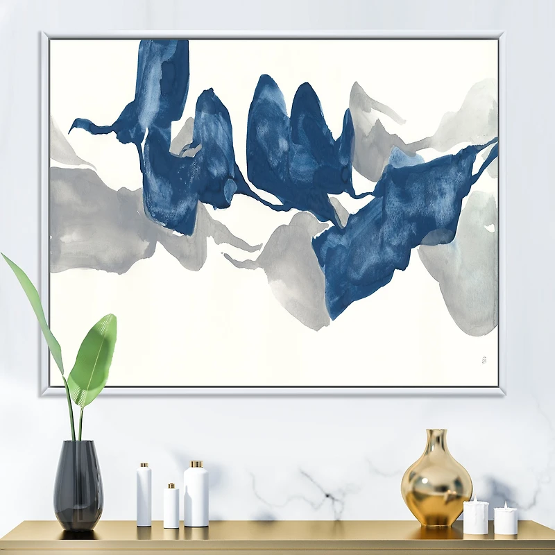 Gouache Sapphire on Gray  Canvas Wall Art