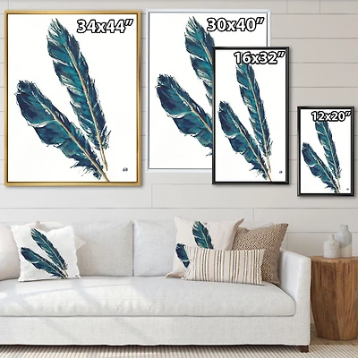 Gold Indigo Feathers III Wall Art