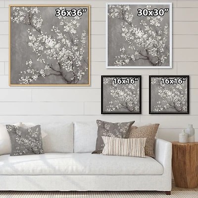 White Cherry Blossoms II Canvas Wall Art Print
