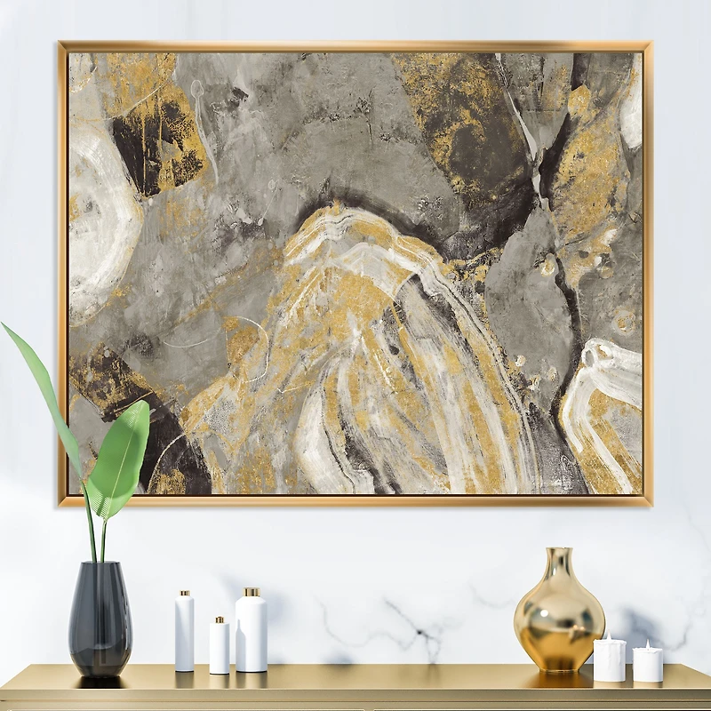 Painted Gold Stone Canvas Art
