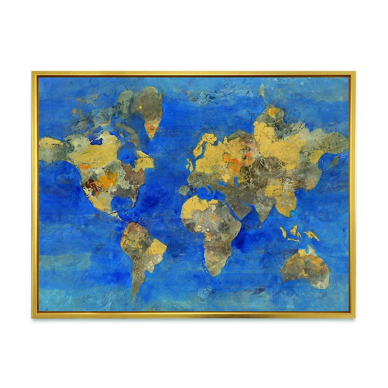 Golden Glam World Map  Wall Art