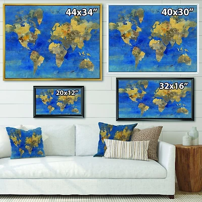 Golden Glam World Map  Wall Art