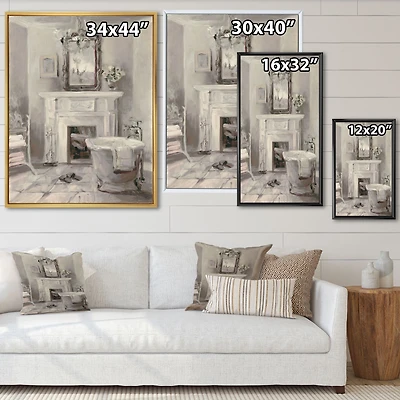 French Bathroom Vintage I  Canvas Wall Art