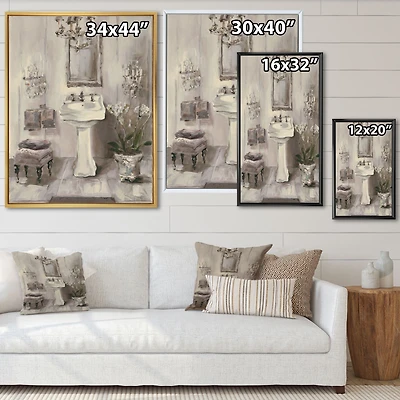 French Bathroom Vintage II Canvas