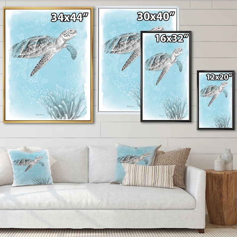 Toile « Coastal Sea Life I Turtle sketches »