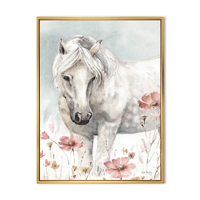 Watercolors Pink Wild Horses I  Wall Art
