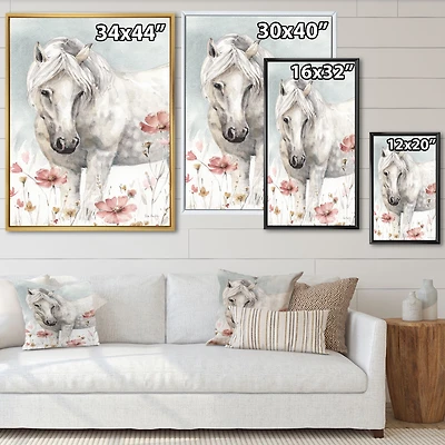 Watercolors Pink Wild Horses I  Wall Art